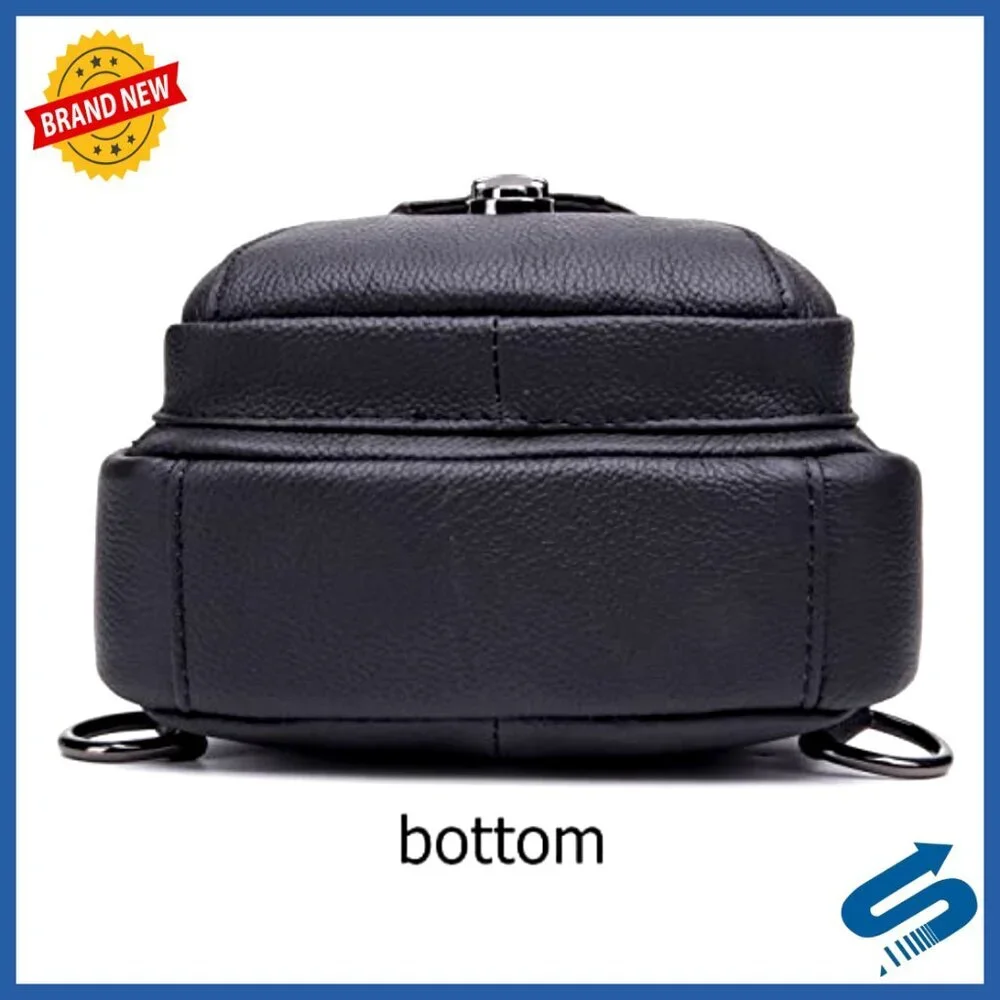 Genuine Leather Sling Bag Multi-Pocket Crossbody Chest Backpack Travel Casual